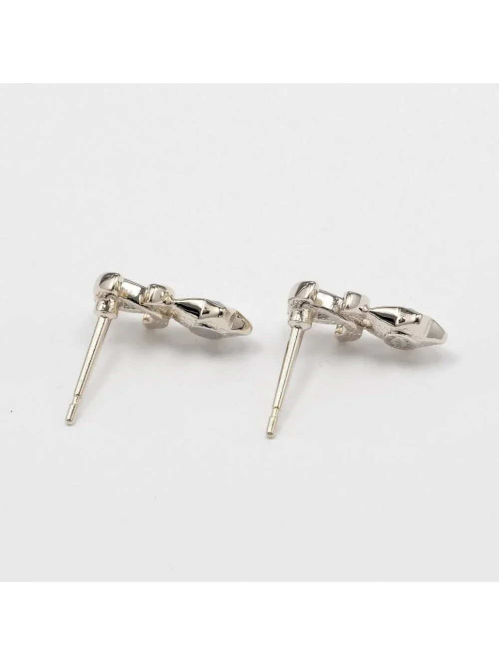 Chanel CC Logo Gold Plated Light Stone Earrings